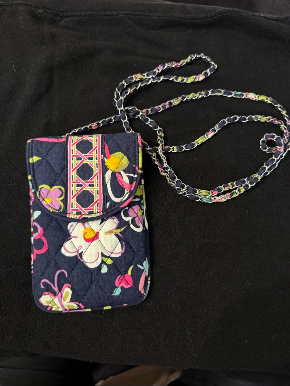 Vera Bradley Quilted Floral Crossbody Mini Phone Pouch - Navy with Florals